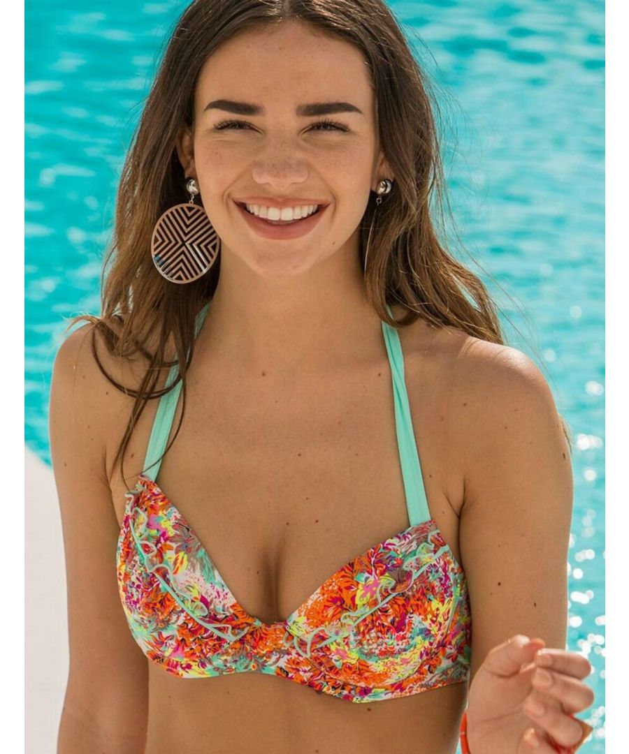 Pour Moi Womens 70000 Santorini Padded Halter Bikini Top - Multicolour - Size 32G