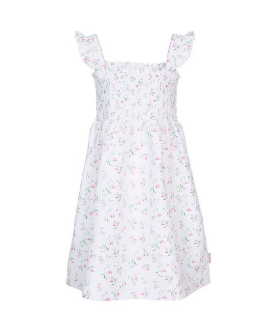 Material: 100% Polyester. Design: Floral. Fit: Flared. All-Over Print, Elasticated Waistband, Frill Detail. Neckline: Square Neck. Sleeve-Type: Sleeveless. Waistline: Shirred.