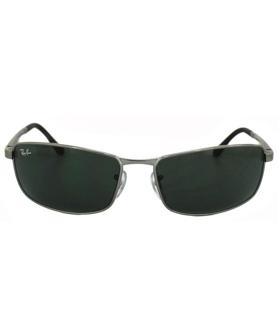 Ray-Ban Sunglasses 3498 004/71 Gunmetal Green are a classic wrapped pair of sporty Ray-Ban sunglasses with tapered metal sides with that sleek sharkfin shape that is Ray-Ban's hallmark.