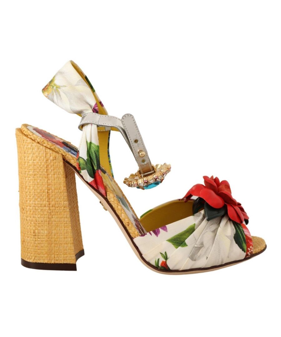 Dolce & Gabbana WoMens Multicolor Crystal Keira Sandals Silk Shoes - Multicolour - Size EU 38