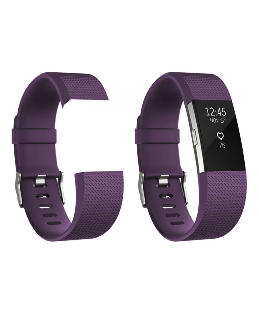 Aquarius Classic Replacement Strap Compatible Fitbit Charger-2 Purple, Large  Luxurious Business style classic soft silicone band for Fitbit Charge 2 Advanced Fitness Tracker. It is a perfect companion mixed with fashion, nobility, elegance for Fitbit Charge 2 Special Edition. Comes with an adapter on both ends, super easy and direct installation and removal, locks onto Fitbit Charge 2 smartwatch interface precisely and securely. EASY INSTALLATION: Easy and direct installation and one button removal, no tool required. The band comes with Fitbit Charge 2 watch Lugs on both ends, which locks onto the watch interface precisely and securely. STRAP HOLDER: Easy to assemble and resize, holds your fit bit charge 2 wrist bands securely in place and a strap holder to secure the extra length. No worry about falling off your precious Fitbit. SWEAT & WATER RESISTANT: Fitbit charge 2 bands are made of high quality and soft elastomer, sweat resistant & water-resistant, prevents skin from irritation, soft, lightweight and durable, very comfortable to wear. COMFORTABLE & RESISTANT: The diamond-textured classic bracelet wristband/sport-armband for classic fit bit charge 2 is made of top quality elastomer TPU materials, no sensitive irritation to the skin of 99% people. Sweat-resistant & water-resistant & dust resistant, comfortable. MULTICOLORED CHOICE: Different colours for your choice, adapt according to your mood and your outfit in everyday life. You can also mix colours to wear for unique styles. There are four types of a different colour is available like Purple, Black, Royal Blue, Grey.   Product Specifications :  Brand: Aquarius Material: Plastic Available Colors: Purple, Black, Royal Blue, Grey Available Size: Large, Small   Large Size Dimensions : 12x3x5 cm Small Size Dimensions: 11x3x5 cm  Package Includes : 1x Aquarius Classic Fitbit Charge-2 Replacement Strap