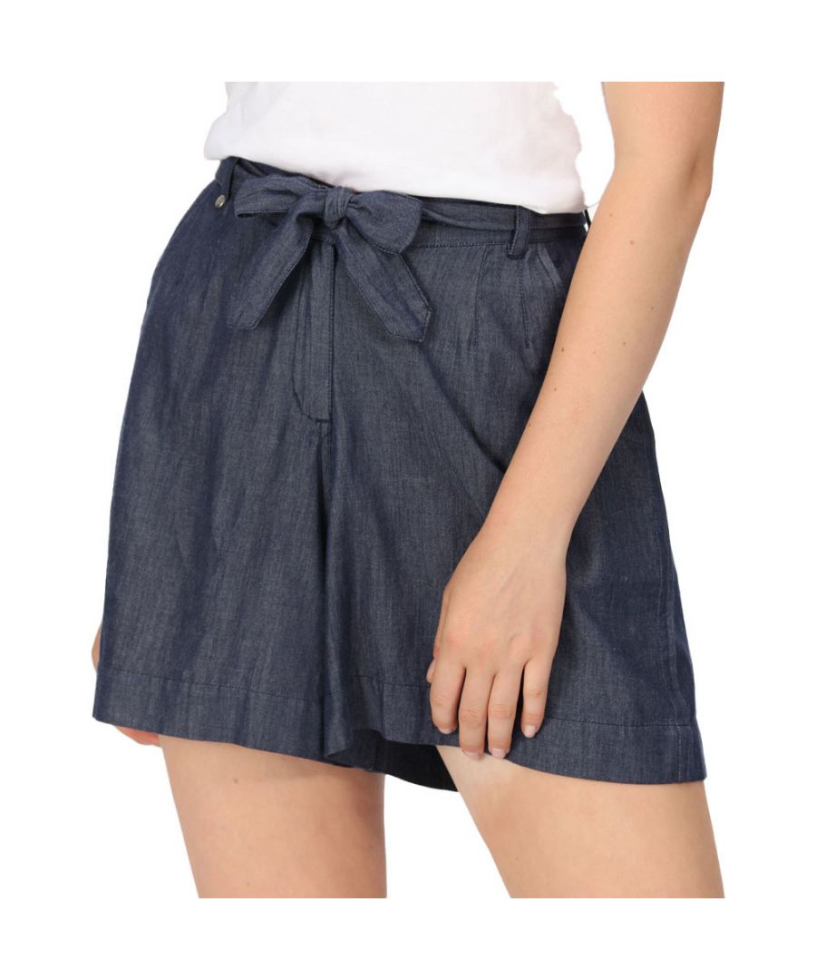 Regatta Womens Sabela Tie Belt Summer Casual Shorts - Navy Viscose - Size 16 UK