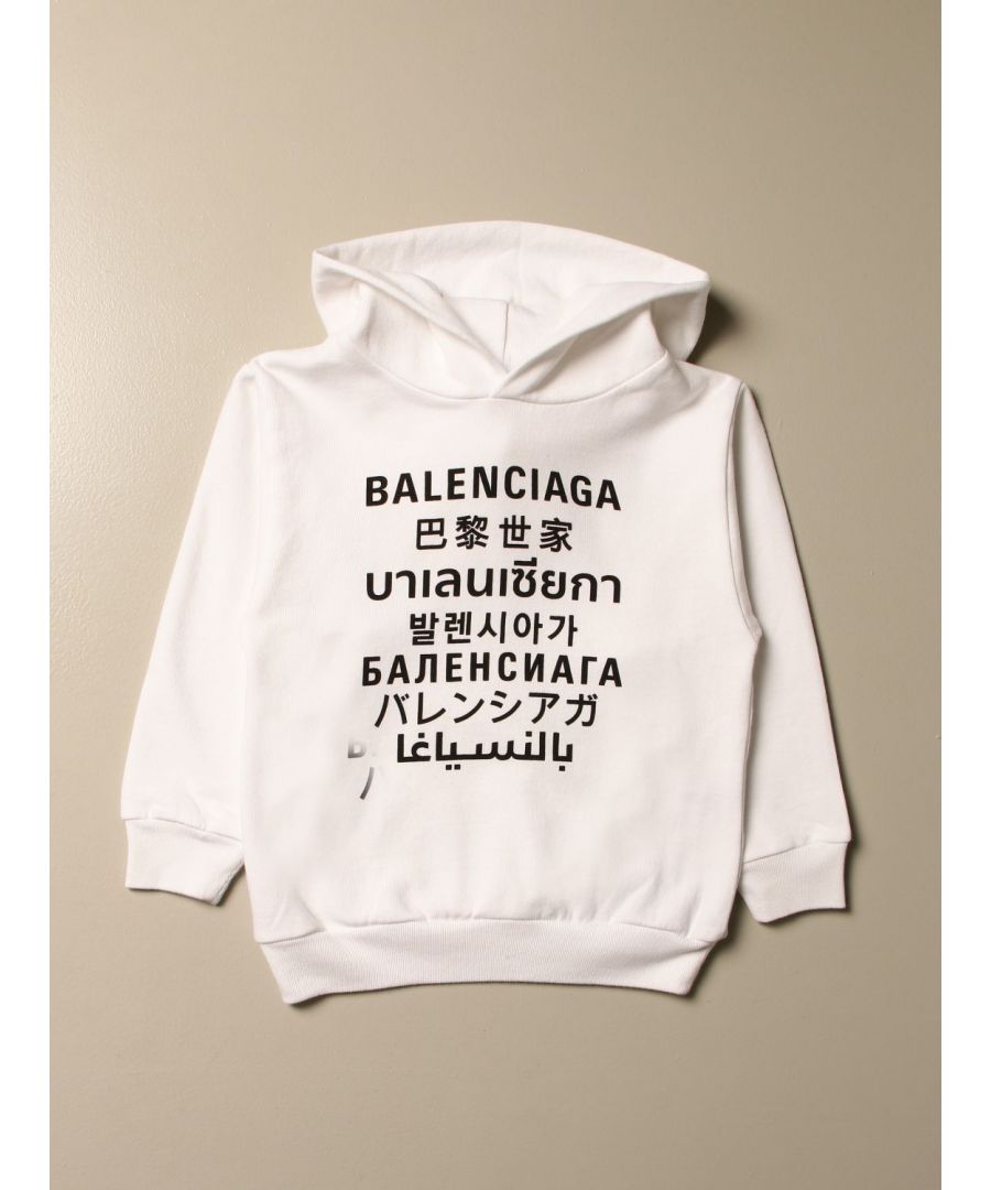 Balenciaga Logo, Hood, Long Sleeves. 100% Cotton.