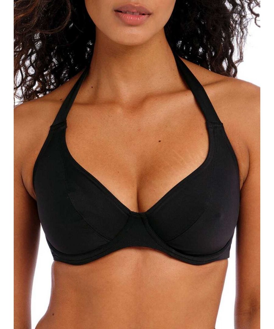 Freya Womens Jewel Cove Halter Bikini Top - Black Nylon - Size 38D