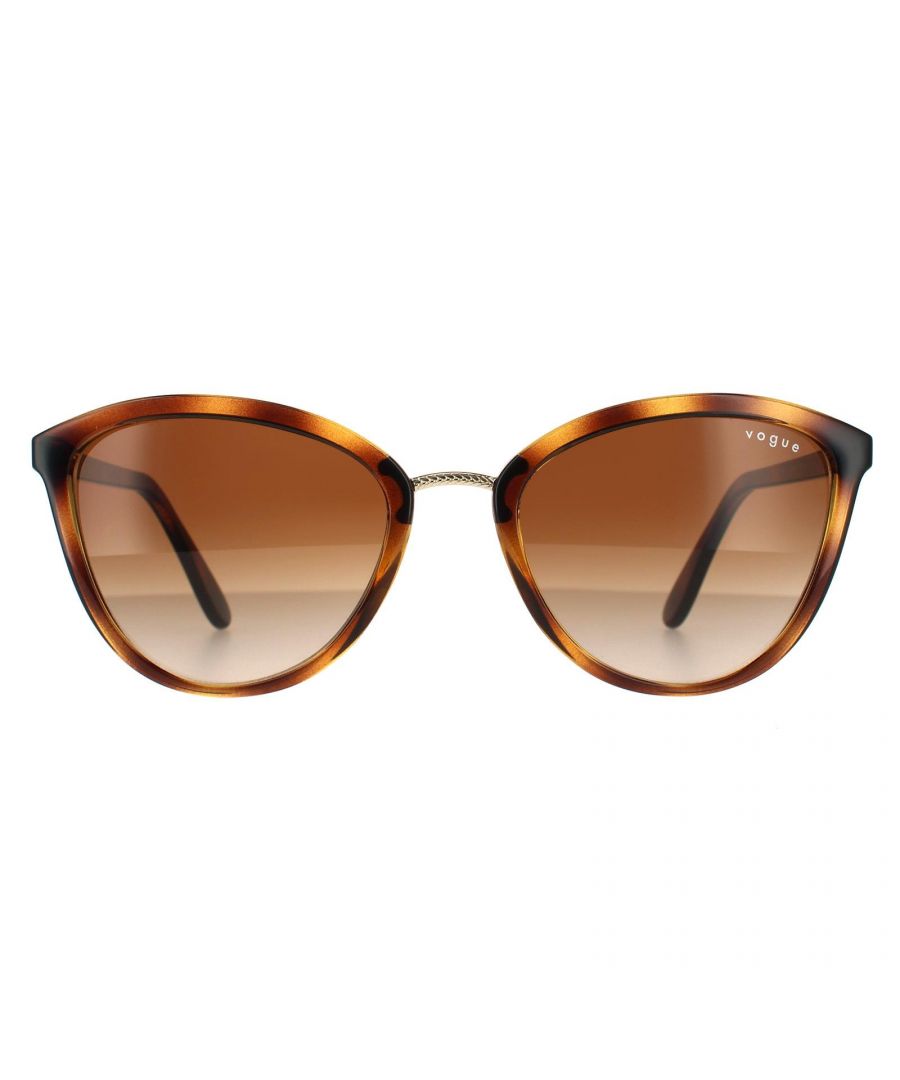 Vogue Cat Eye Womens Dark Havana Brown Gradient Sunglasses - One Size