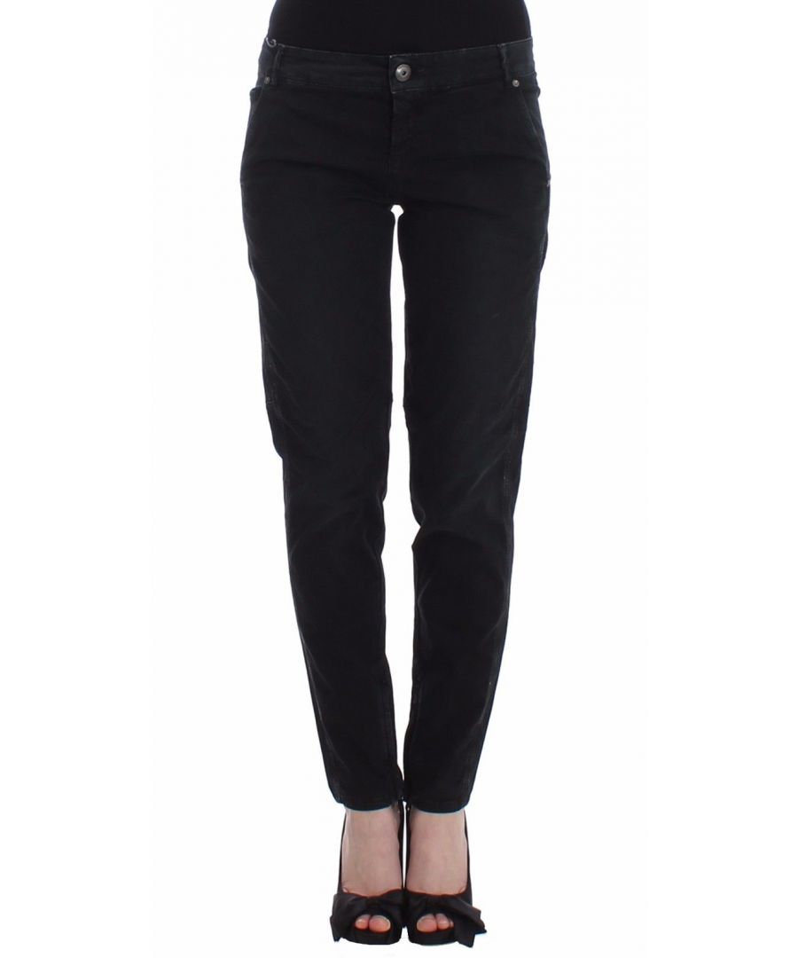 Ermanno Scervino Jeans Prachtig gloednieuw met labels, 100% Authentiek Ermanno Scervino zwarte skinny leg jeans Materiaal: 97% katoen, 3% elastan Kleur: Zwart Model: Slim Logo details