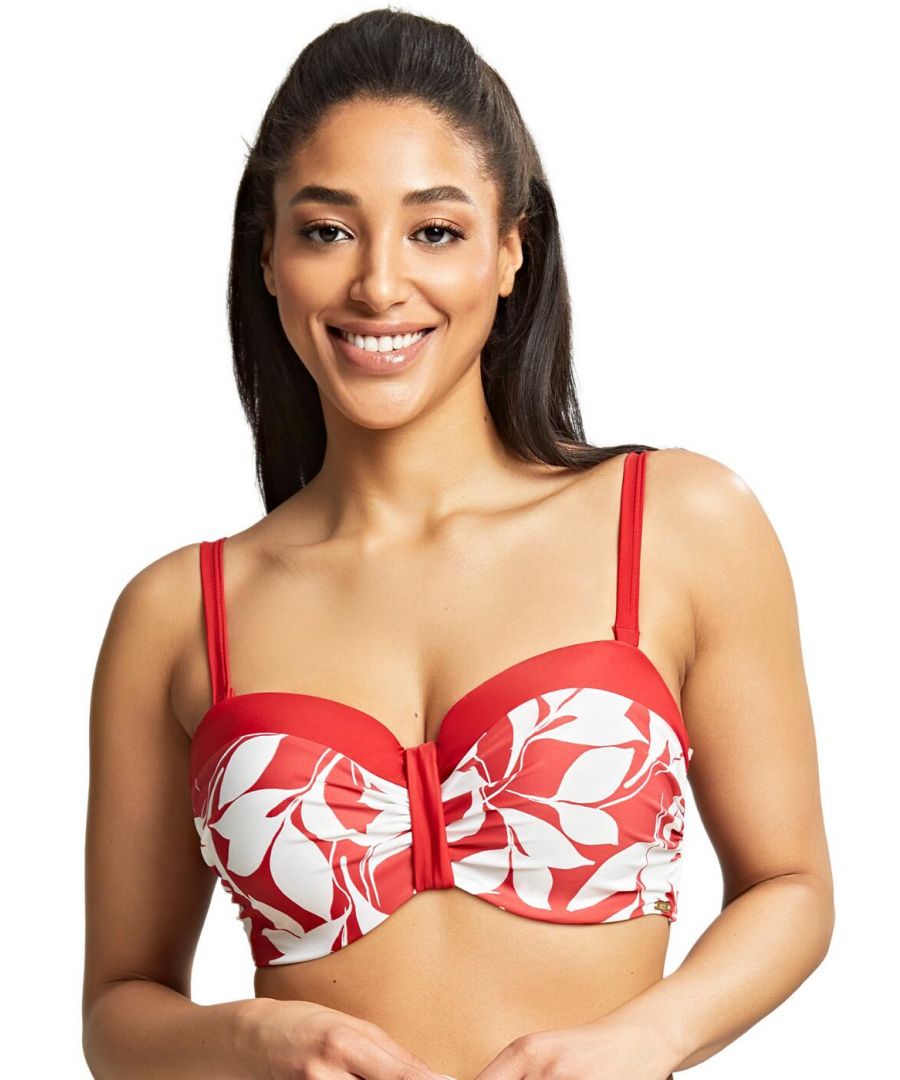 Panache Womens Oasis Moulded Bandeau Bikini Top - Red Polyamide - Size 34G