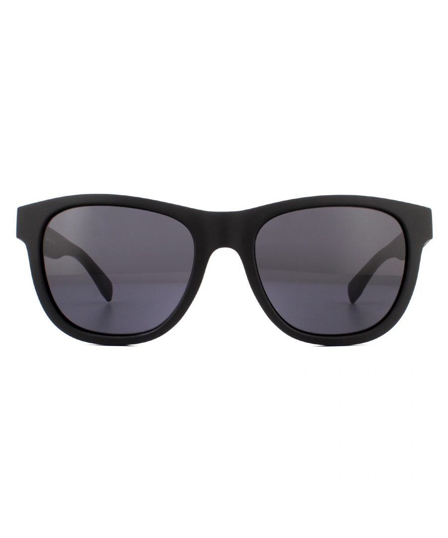 Lacoste Sunglasses L848S 001 Matte Black Grey are an easy to wear wayfarer style crafted from lightweight acetate and feature the Lacoste alligator logo on the temples.