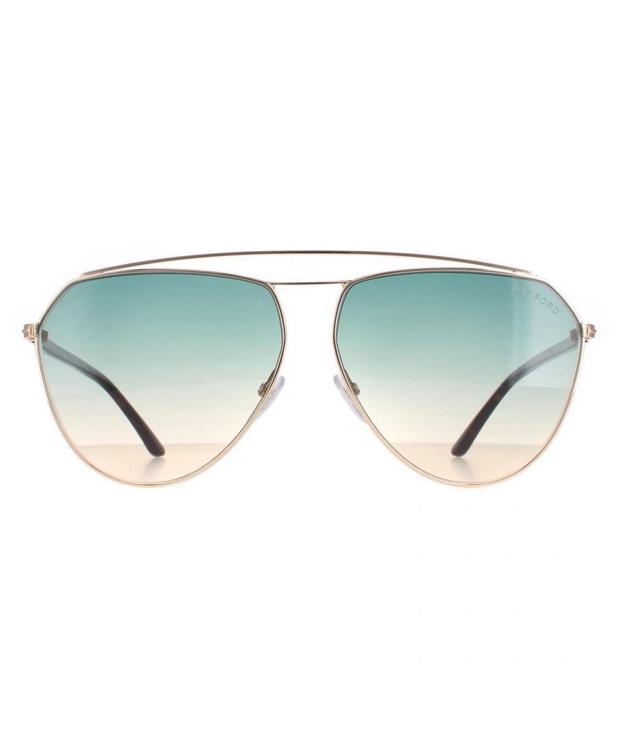 Tom Ford Aviator Womens Rose Gold and Havana Green Gradient Binx FT0681  Sunglasses are a stylish aviator style crafted from lightweight metal. The double bridge design and silicone nose pads provide all day comfort.  Tom Ford's logo features on the slender temples for brand recognition.