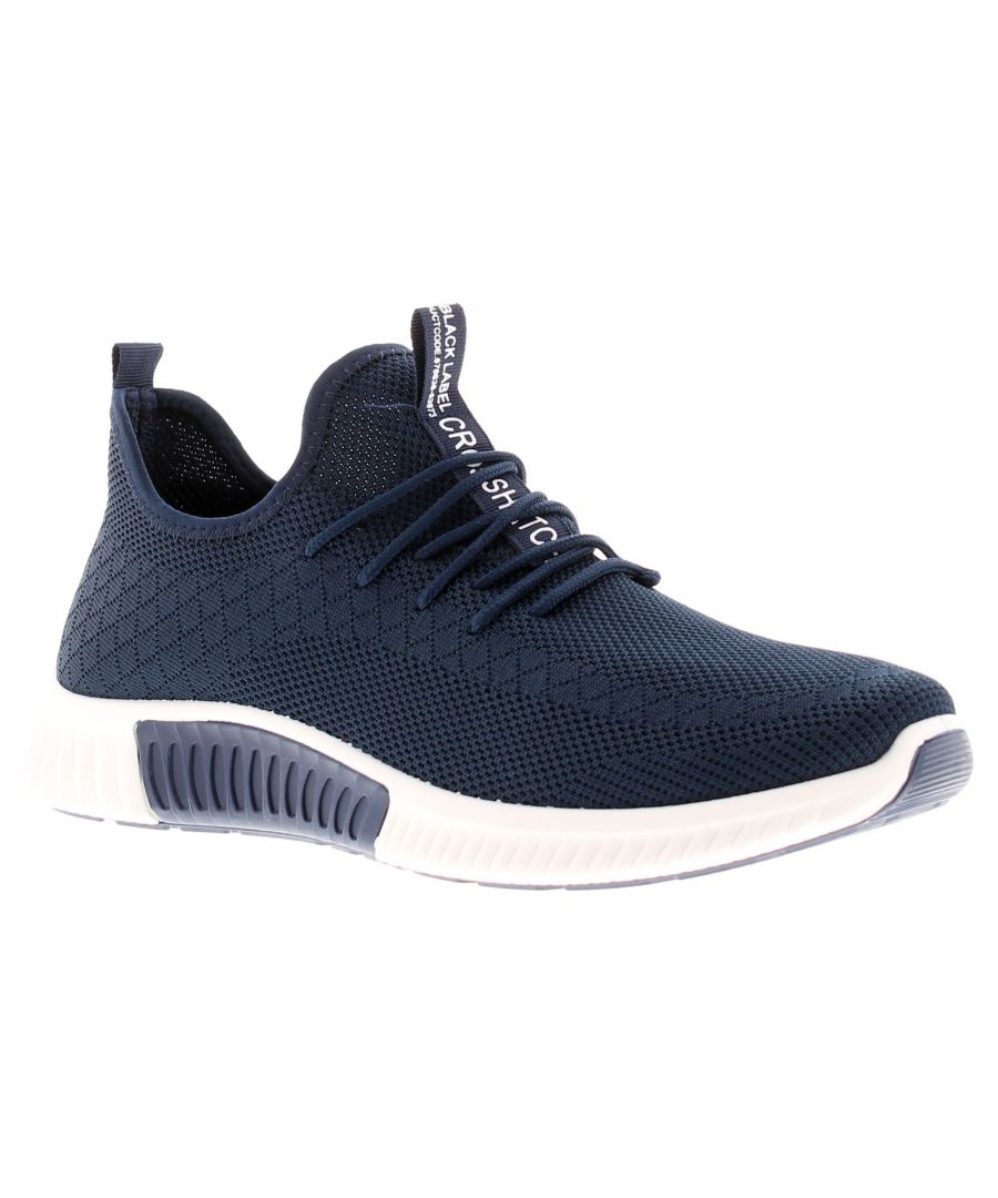 Crosshatch Rideout Mens Trainers Navy. Fabric Upper. Fabric Lining. Synthetic Sole. Mens Mesh Upper Lace Up Trainer On Injection Sole.