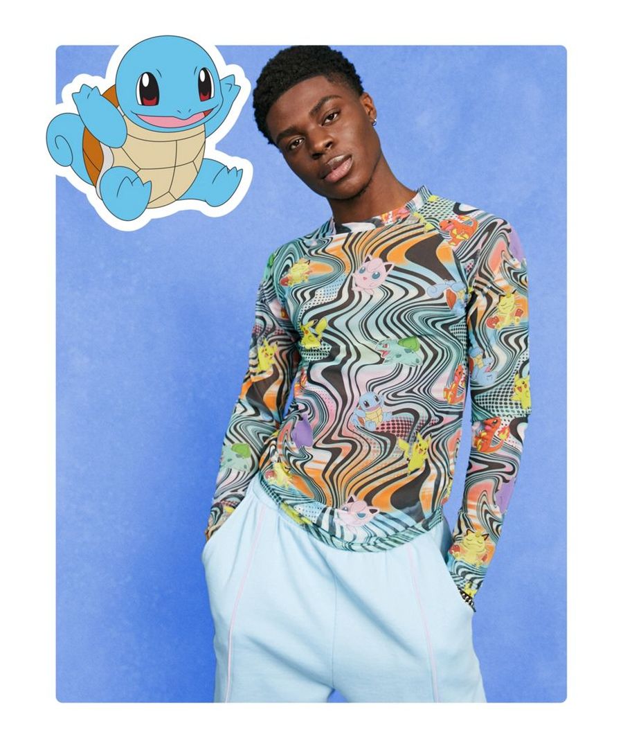 T-Shirts & Vests by ASOS DESIGN ©2022 Pokémon / Nintendo / Creatures / GAME FREAK All-over Pokémon print Crew neck Raglan sleeves Muscle fit Sold by Asos
