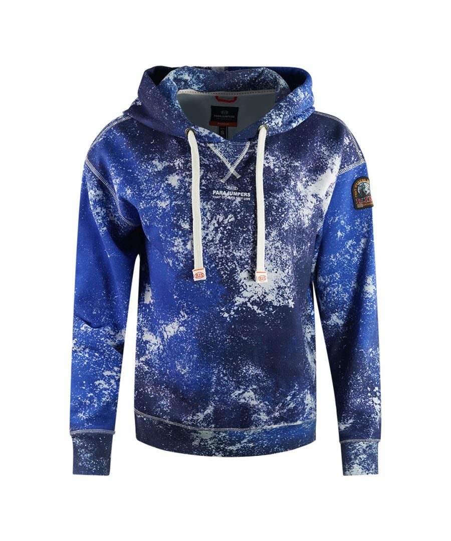 Parajumpers Womens Cher Blue Snow Print Hoodie - Size Small