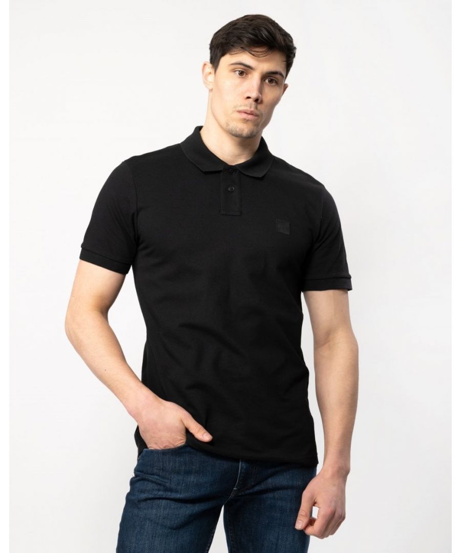 Boss Orange Passenger Mens Stretch-Cotton Slim-Fit Polo Shirt with Logo Patch NOS - Black - Size X-Large