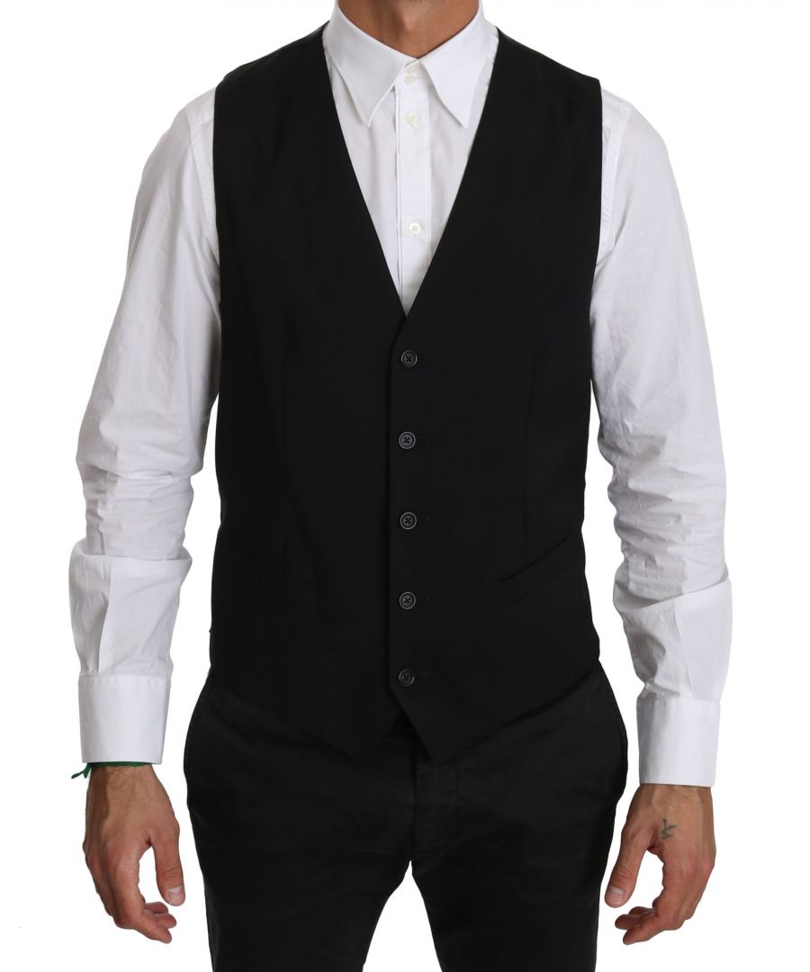 Image for Dolce & Gabbana STAFF Black Waistcoat Formal Gilet Vest