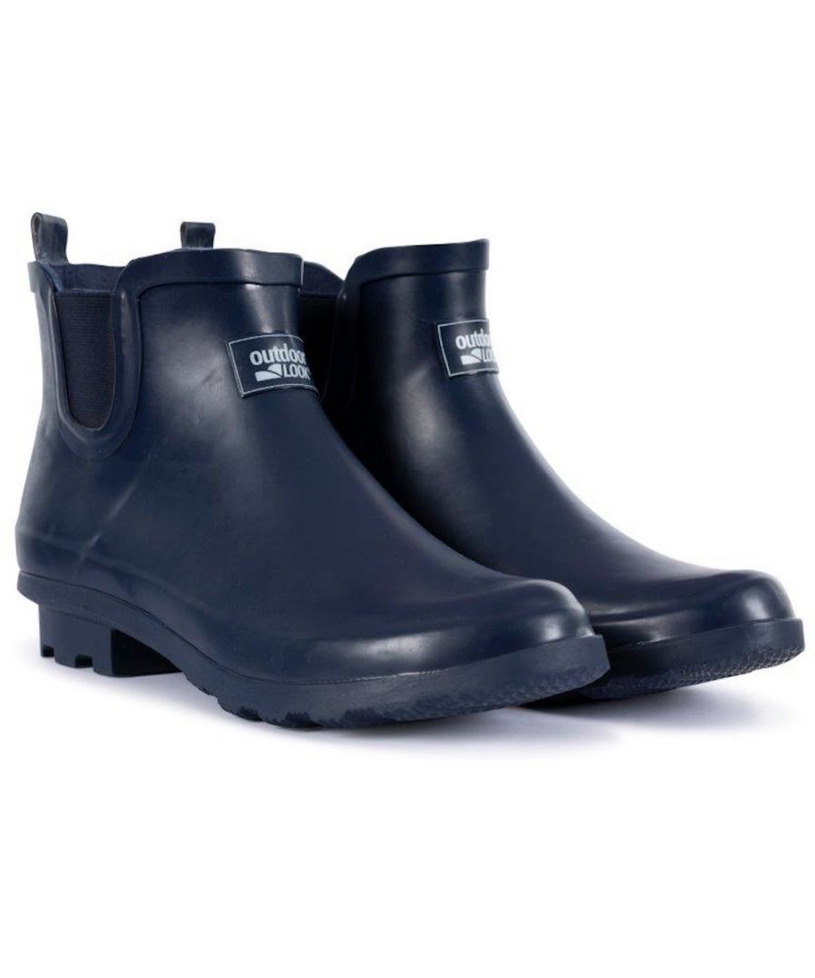 Our Emer wellys are expertly crafted in an ankle-length design featuring a cushioned footbed a durable grip rubber sole a pull-tab at the heel and are finished with a raised Outdoor Look logo stamp at the front. With their solid pattern you'll be getting some Emer appeal in these waterproof womens wellington boots.