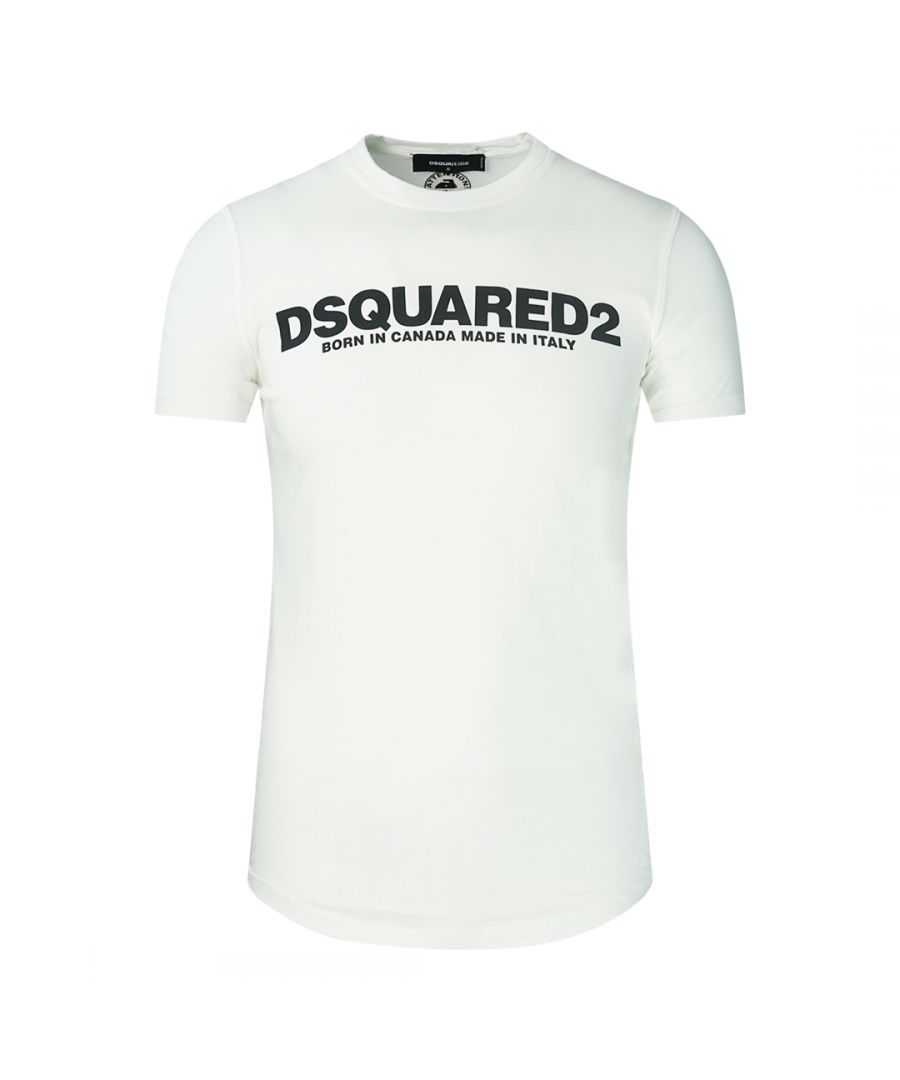 Dsquared2 Born In Canada Made In Italy White T-Shirt. Dsquared2 Sexy Slim Fit White Tee. D2 Born In Canada Made In Italy Logo. 100% Cotton, Made In Italy. Ribbed Crewneck, Short Sleeves. Style Code: S74GC0969 S20694 100