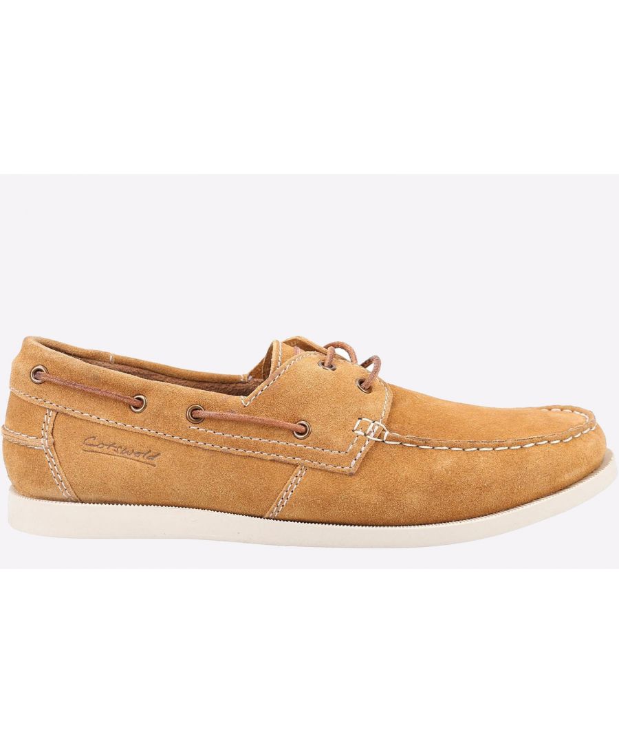 Mens summer boat shoe from Cotswold, Mitchledean is crafted with soft suede uppers, 2 eyelet lacing system for secure fit and memory foam footbed for added comfort.\n- Soft suede uppers- 2 eyelet lacing system- Memory foam footbed
