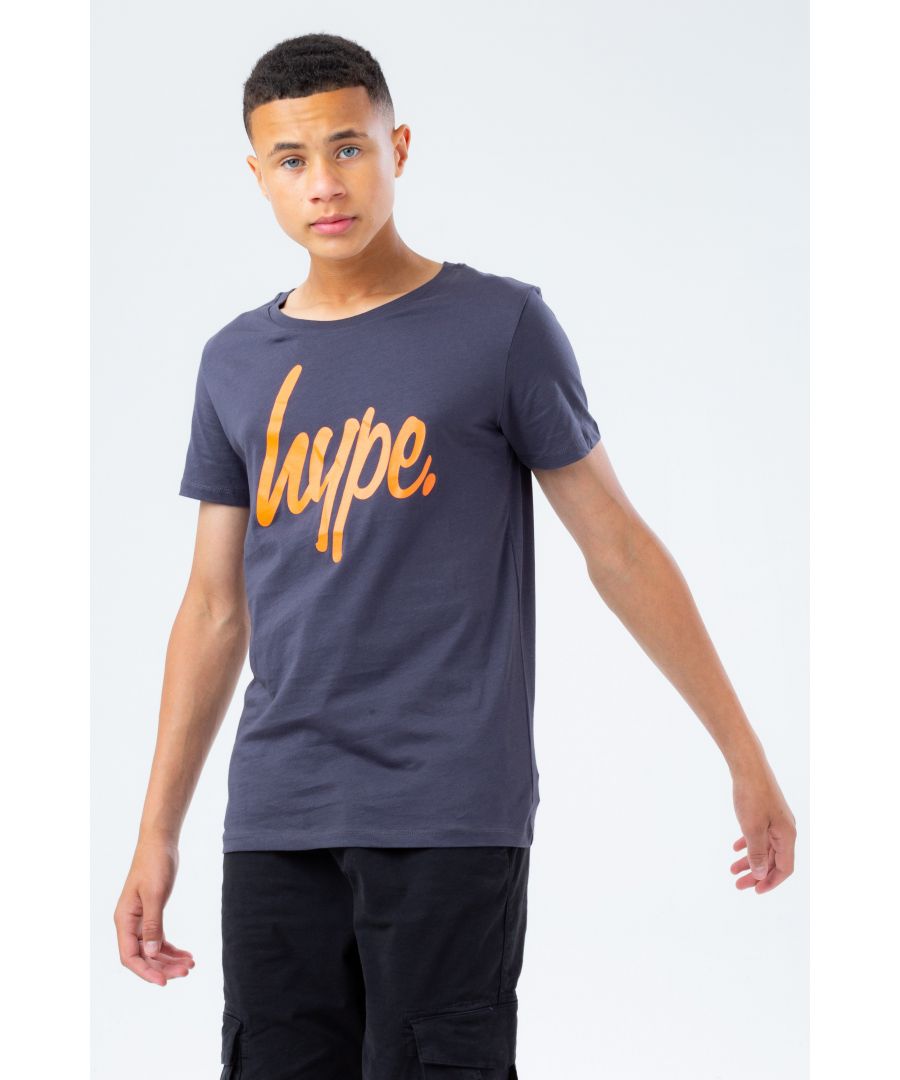 Image for Hype Grey & Orange Script Kids T-Shirt
