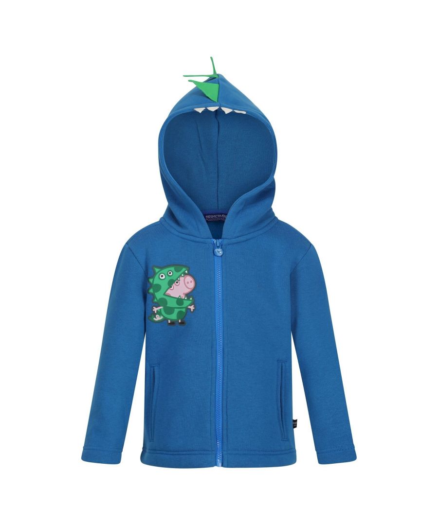 Material: 80% Cotton, 20% Polyester. Design: 3D, Dinosaur. Characters: George Pig. Hood Features: Grown On Hood. Neckline: Hooded. Sleeve-Type: Long-Sleeved. Pockets: 2 Side Pockets. Fastening: Full Zip. 100% Officially Licensed.