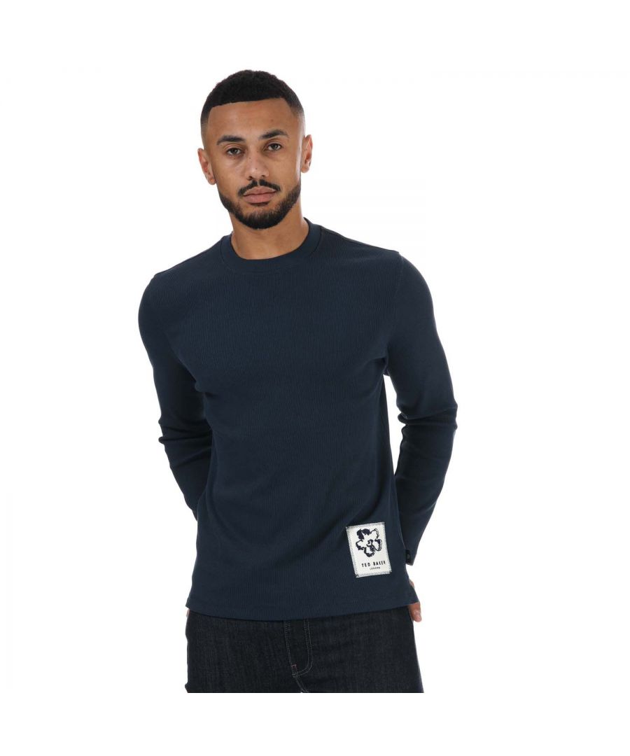 Image for Men's Ted Baker Ditton Ribbed Sweatshirt in Navy
