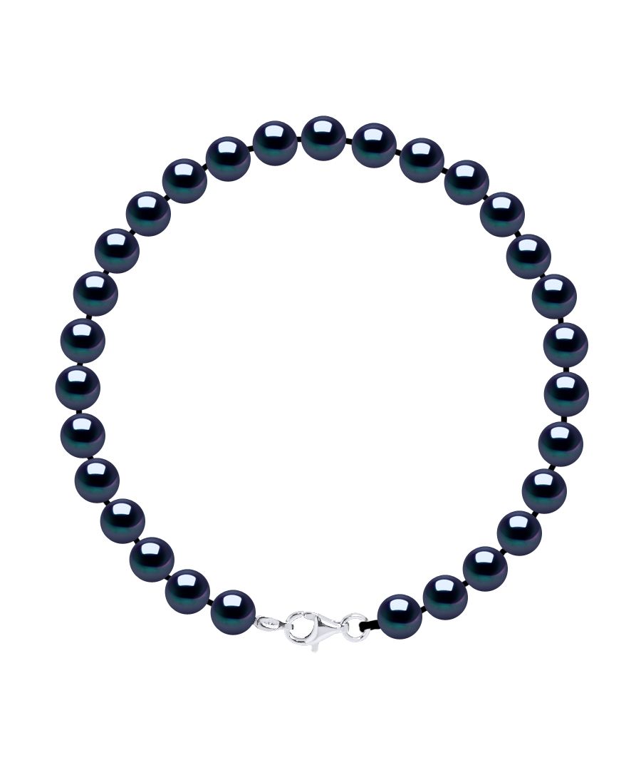 Bracelet made with Cultured Freshwater Pearls 6-7 mm - 0,24 in - - Black Color Tahitian Style and clasp 925 Sterling Silver Length 18 cm , 7 in - Our jewellery is made in France and will be delivered in a gift box accompanied by a Certificate of Authenticity and International Warranty
