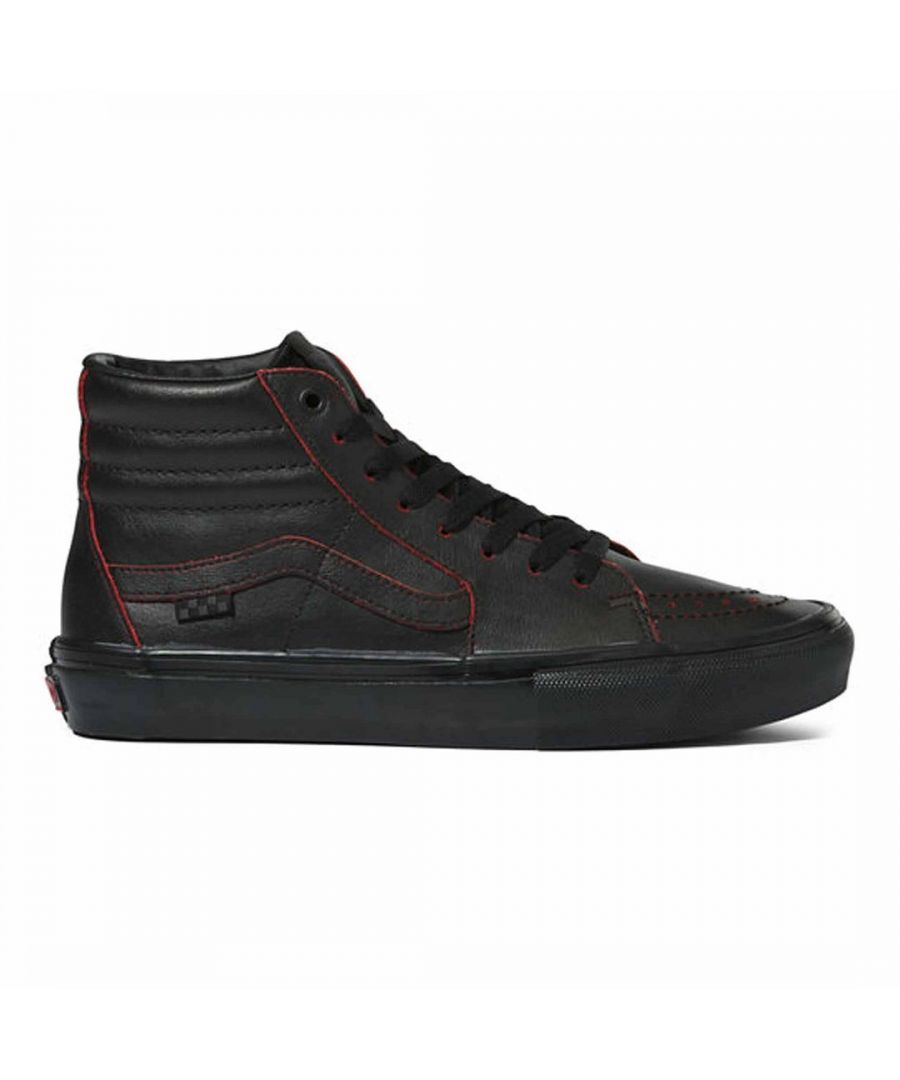 Vans Skate SK8-Hi Lace-Up Black Smooth Leather Mens Shoes VN0A5FCC9CX