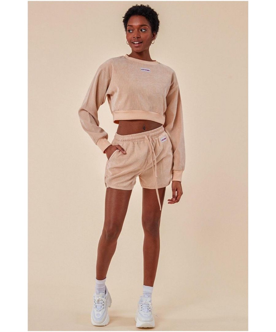 Image for Cosmochic Oversized Cropped Jumper & Short Two Piece Set - Beige