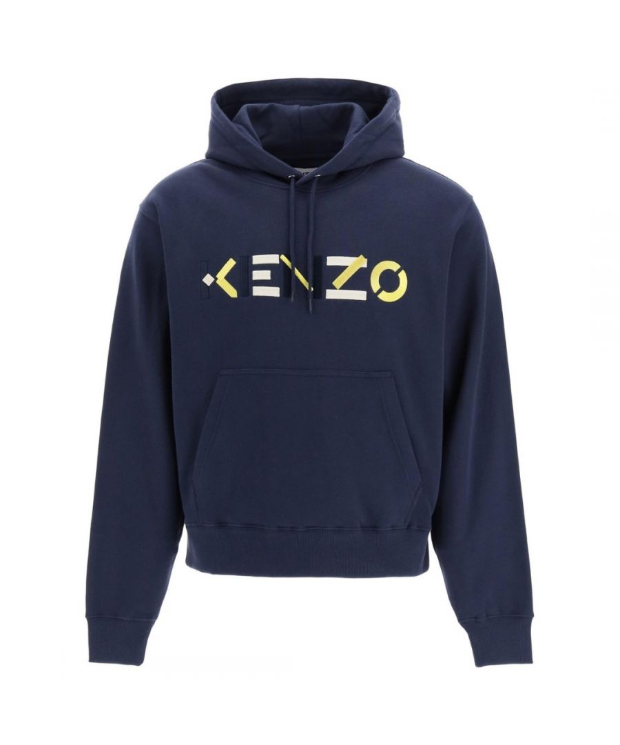 Kenzo Multicolour Classic Logo Mens Navy Hoodie - Blue - Size L