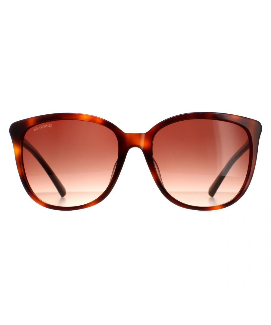 Swarovski Square Womens Dark Brown Havana Brown Gradient SK0146-H  have a lightweight square style frame that features Swarovski crystal detailing at the hinges, and the Swarovski logo on the temples.