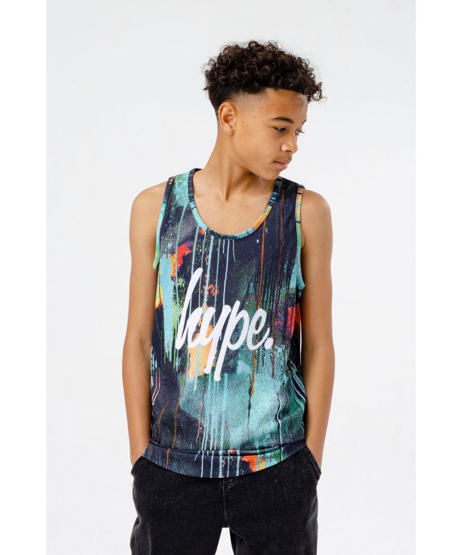 hype Teal Speckle Fade Kids CAMI TOP 