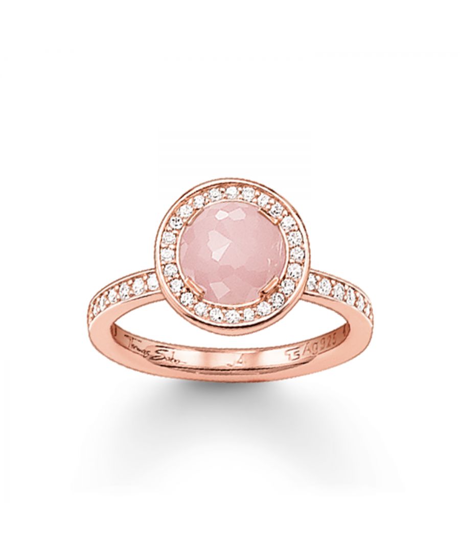 Thomas Sabo Womens Unisex Solitaire Ring Light Of Luna Pink - Rose Gold - Size N