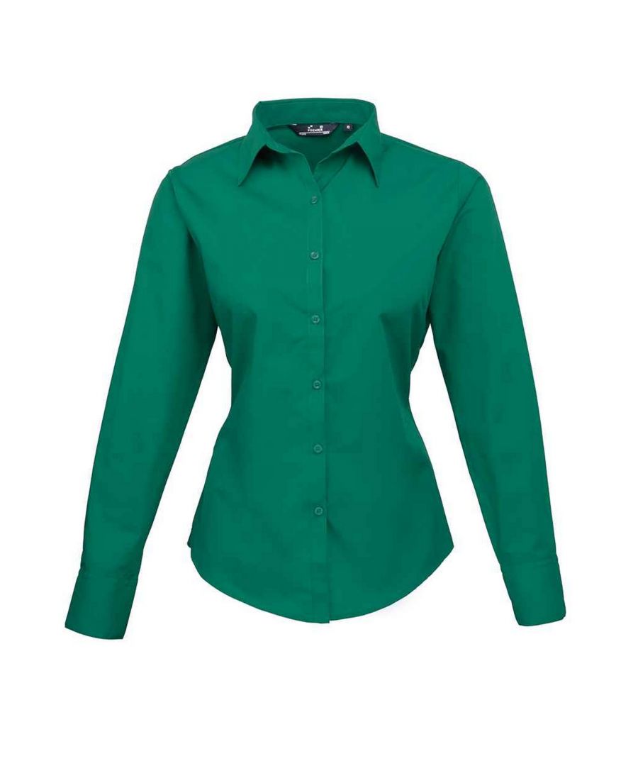 Premier Womens/Ladies Long-Sleeved Shirt (Emerald) - Size 26 UK