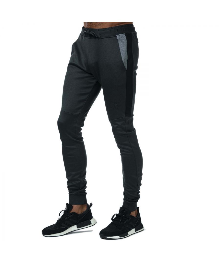 Gym King Core Plus polyester trainingsbroek voor heren, zwart-grijs