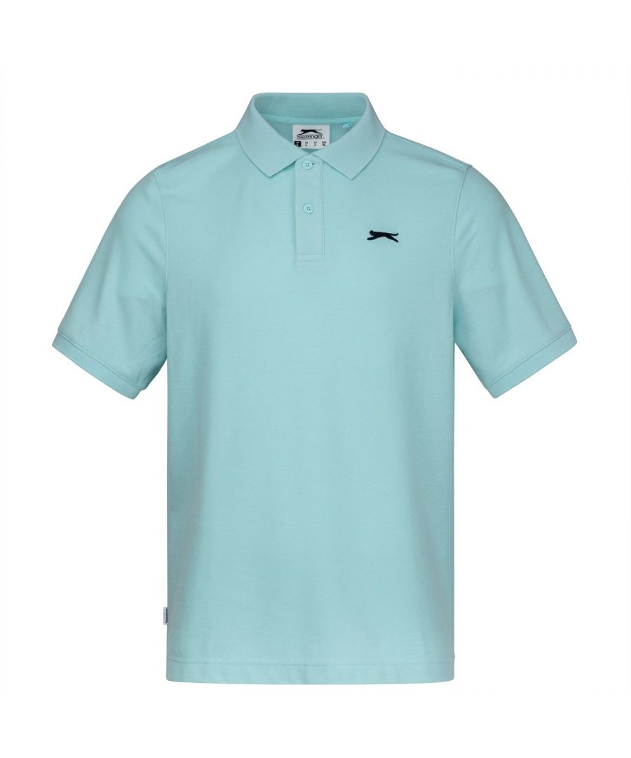 Slazenger Plain Polo Shirt Mens - Refresh your casual everyday collection with this Slazenger Plain Polo Shirt which is crafted with a classic polo folded collar and a three-button fastening placket for a classic look. It features short sleeves with ribbed trims for comfort and benefits from a lightweight construction for easy wear. This polo shirt is designed with a signature logo and is complete with Slazenger branding. Please Note: Styles may vary