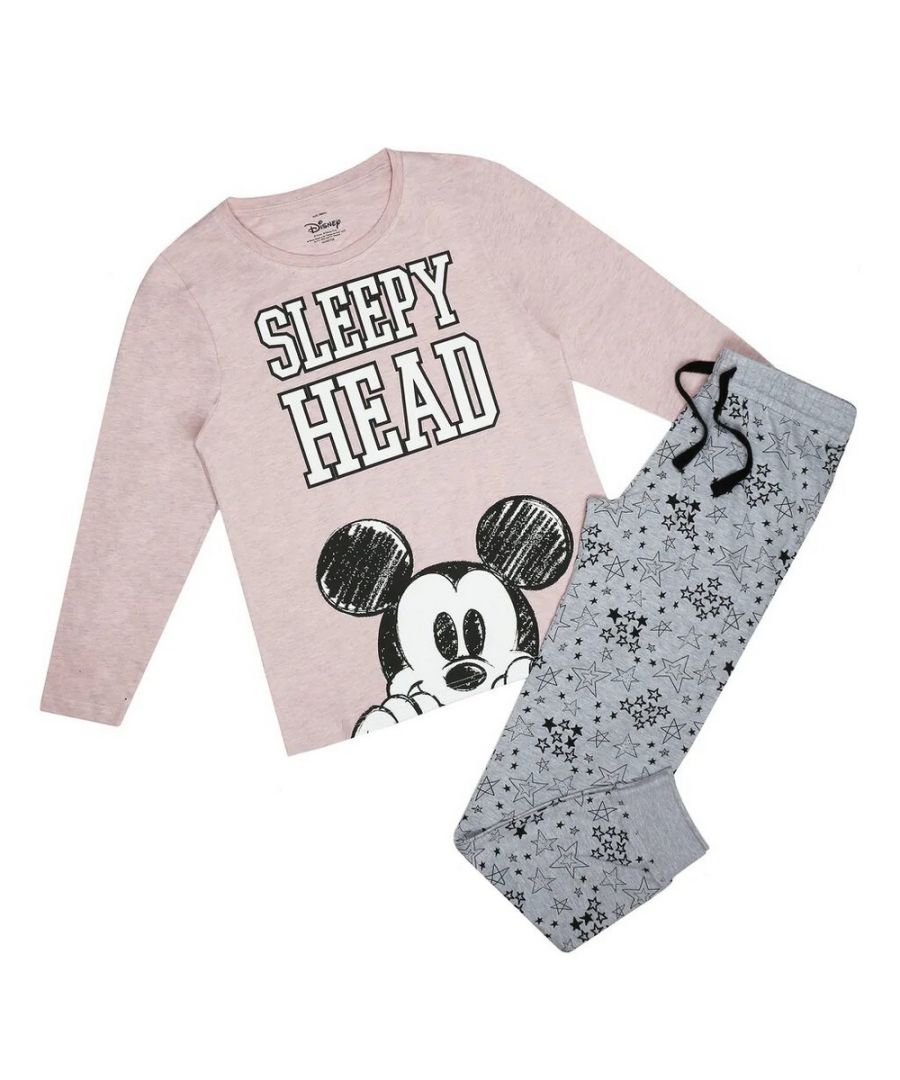 Characters: Mickey Mouse. Design: Stars, Text. Neckline: Crew Neck. Waistline: Drawcord, Elasticated. Sleeve-Type: Long-Sleeved. All-Over Print, Cuffed Ankle. Fastening: Pull-On. Length: Ankle. 100% Officially Licensed. Contents: 1 Bottoms, 1 T-Shirt.