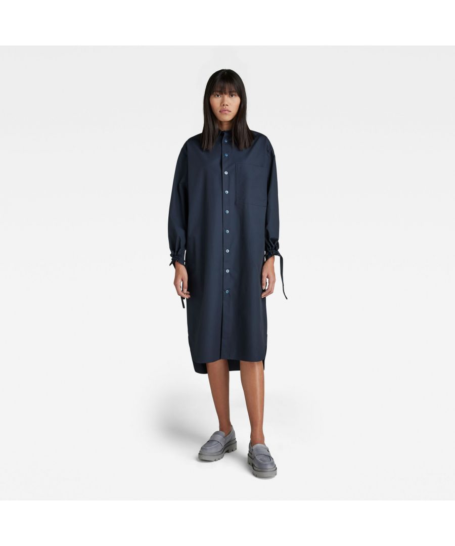 G Star Raw Womens G-Star RAW Long Shirt Dress - Navy Cotton - Size Medium