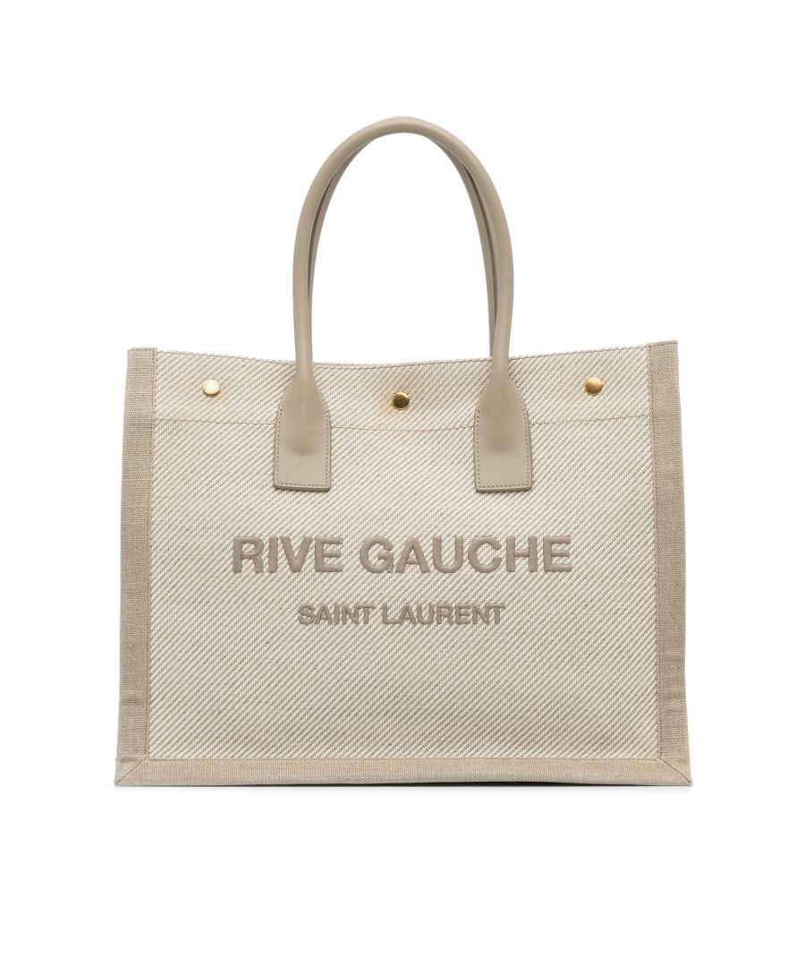 saint laurent pre-owned womens vintage rive gauche noe tote brown - beige canvas (archived) - one size