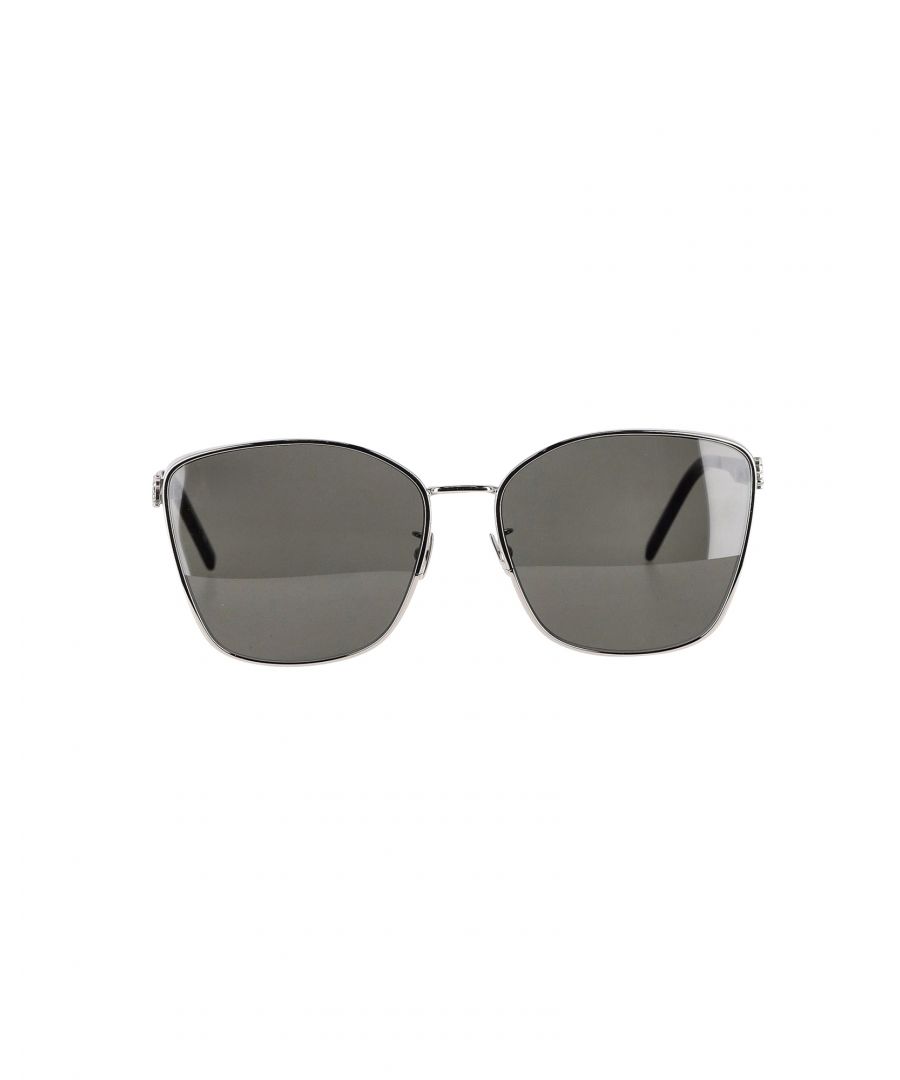 saint laurent pre-owned womens sl m98 004 square sunglasses in silver metal metal (archived) - one size
