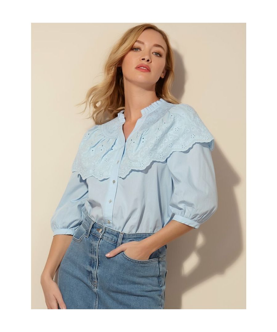 Add subtle glamour this summer with this ivory broderie shirt. Designed from 100% cotton to stay cool and featuring beautiful feminine frill detailing with a button front. Pair with a denim midi skirt and boots for that off duty, glamourous look.