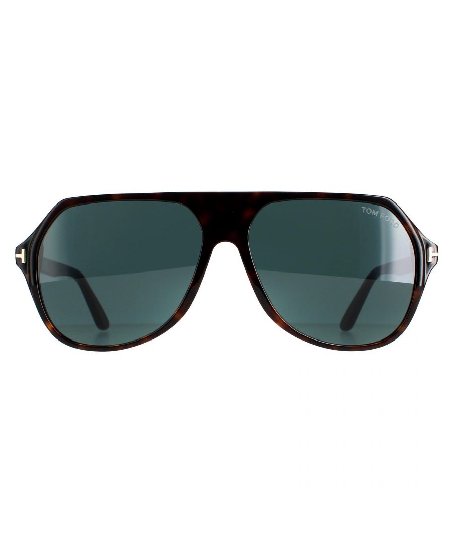 Tom Ford Aviator Mens Dark Havana Blue FT0934 Hayes Sunglasses are a stylish acetate aviator style with an angled top corner to give a modern twist. The iconic T-bar motif wraps the temple for that instantly recognisable Tom Ford look.