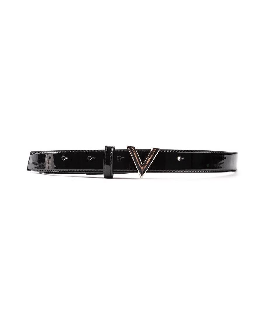 A Designer Belt That Personifies The Best In Italian Design. This Sleek Belt In Patent Black Comes In A Small, Medium And Large Size And Is Designed To Sit Perfectly Around Your Waist. Finished With An Elegant, Stylish, Valentino Metal V-logo.