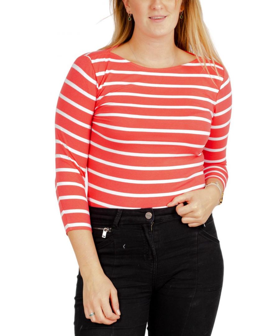 Secret Label Womens Striped cotton rich slash neck tops - Coral - Size 8 UK