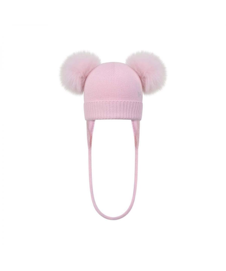 Monnalisa Girls Pink Wool Pom Pom Hat \nMade in China