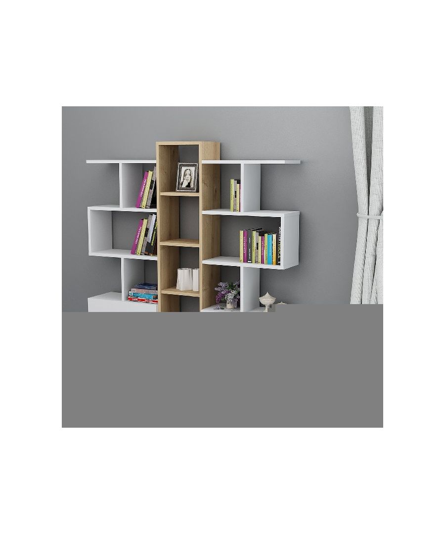 Image for HOMEMANIA Asrin Bookcase, in White, Oak