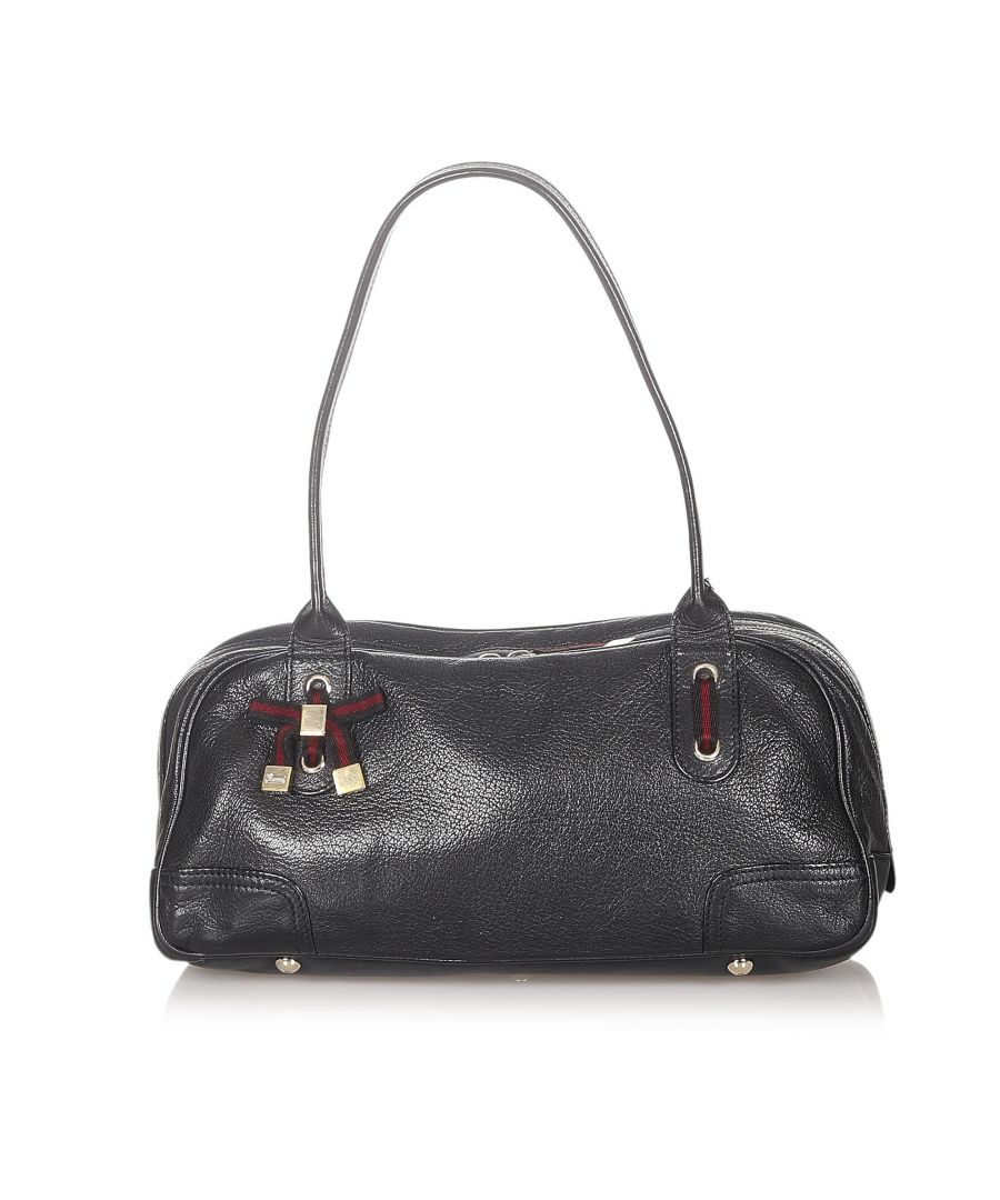 Vintage Gucci Princy Leather Shoulder Bag Black