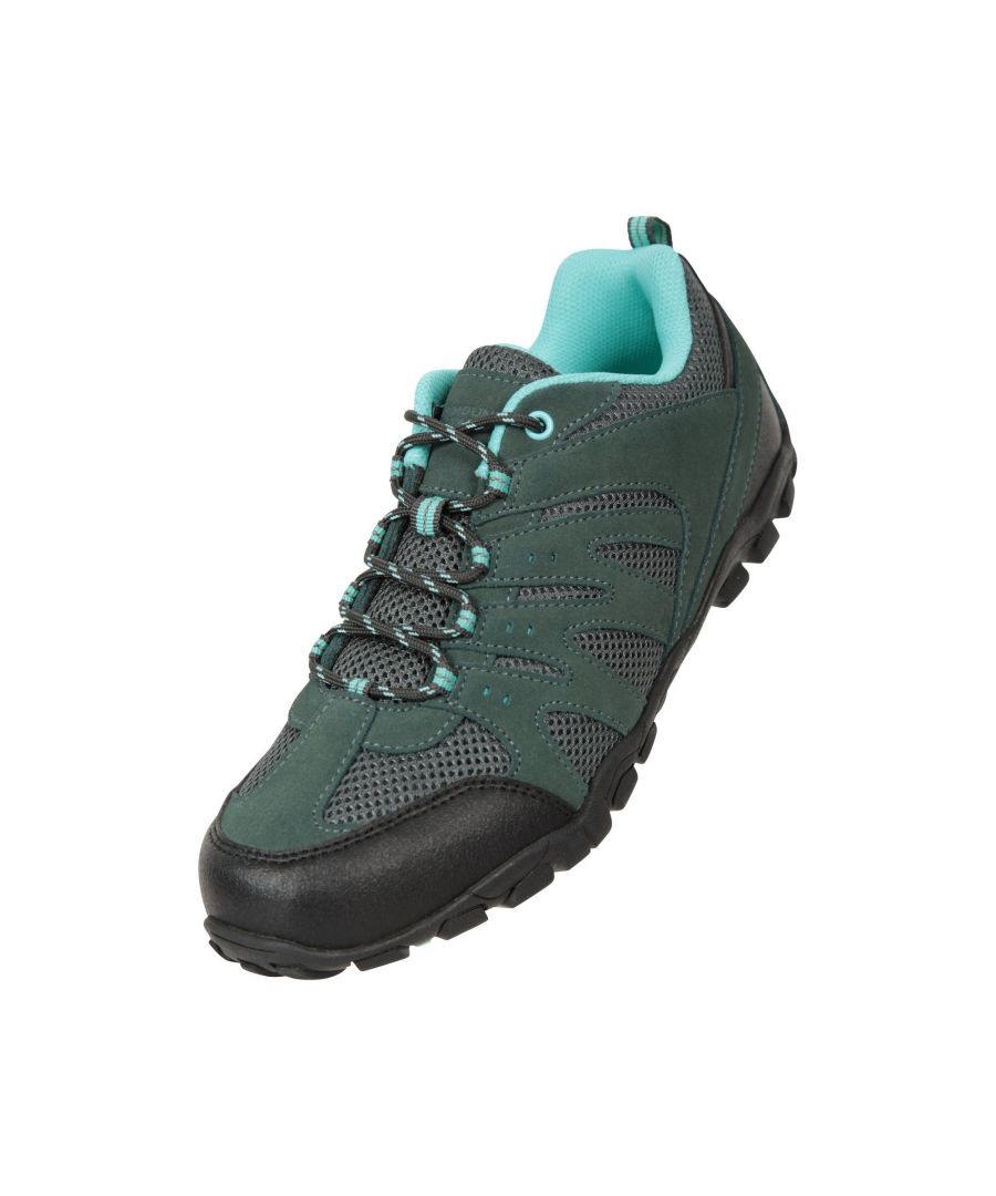 Mountain Warehouse Womens/Ladies Outdoor II Suede Walking Shoes (Dark Grey/Petrol) - Size UK 9