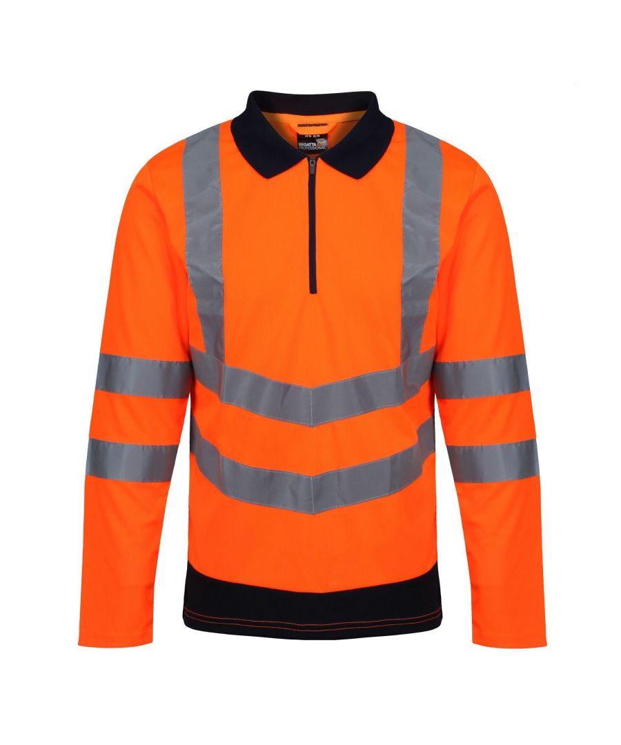 Image for Regatta Mens Hi-Vis Polo Shirt (Orange/Navy)