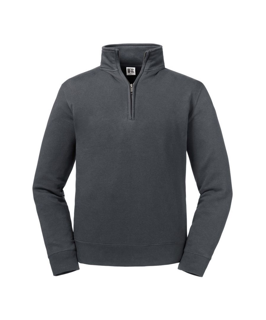 Russell Mens Authentic Zip Neck Sweatshirt (Convoy Grey)