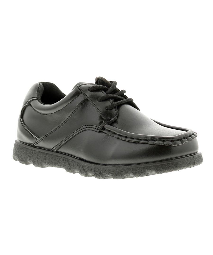 Rockstorm Woolley Boys Kids School Shoes Black. Manmade Upper. Fabric Lining. Synthetic Sole. Boys Childrens Synthetic Lace Ups Apron Vamp Back To School.