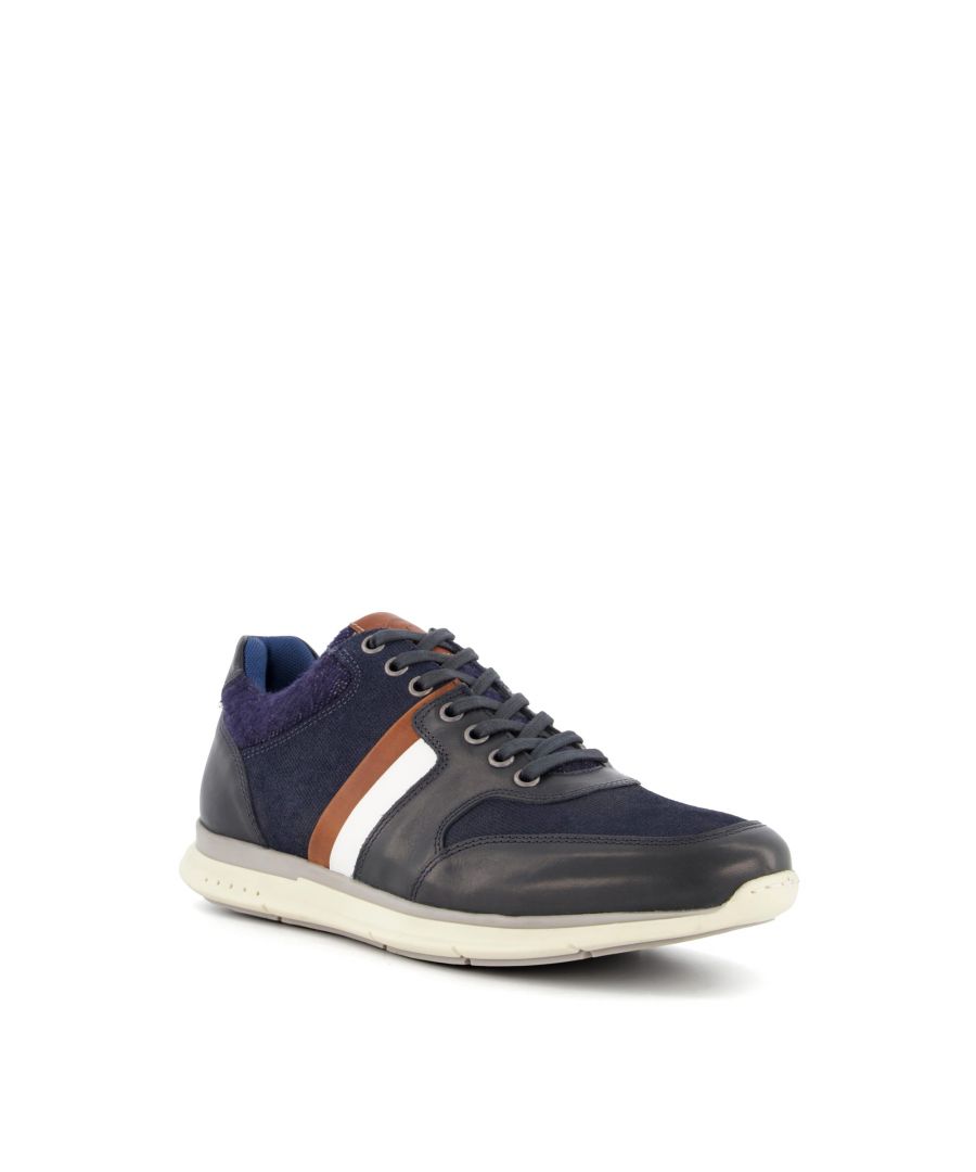 Keep your leisurewear fresh this season with luxurious runner trainer, Trigger. Crafted from the finest material and accented with a combination of textural finishes and stripy side panels, this sleek sneaker is an easy way to elevate the everyday.